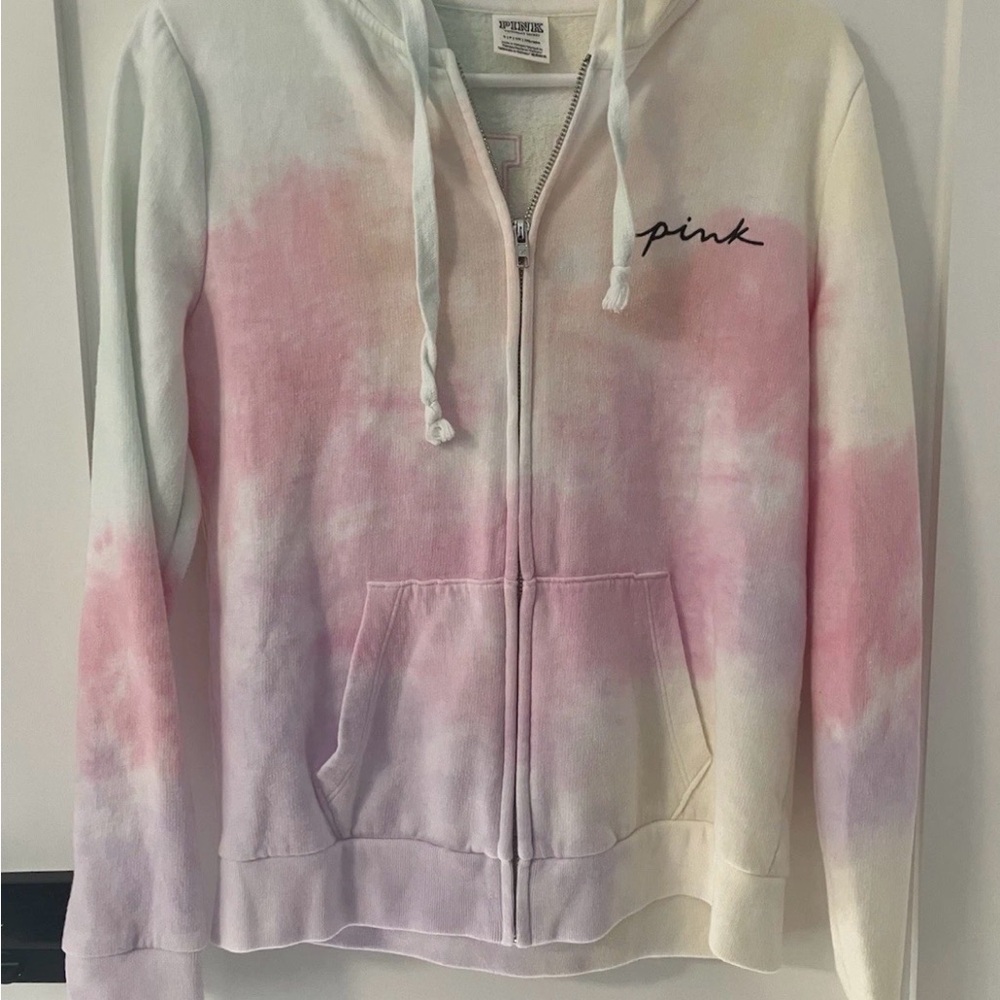 Victoria’s Secret PINK Freya Pastel Rainbow Tie-Dye Zip Hoodie